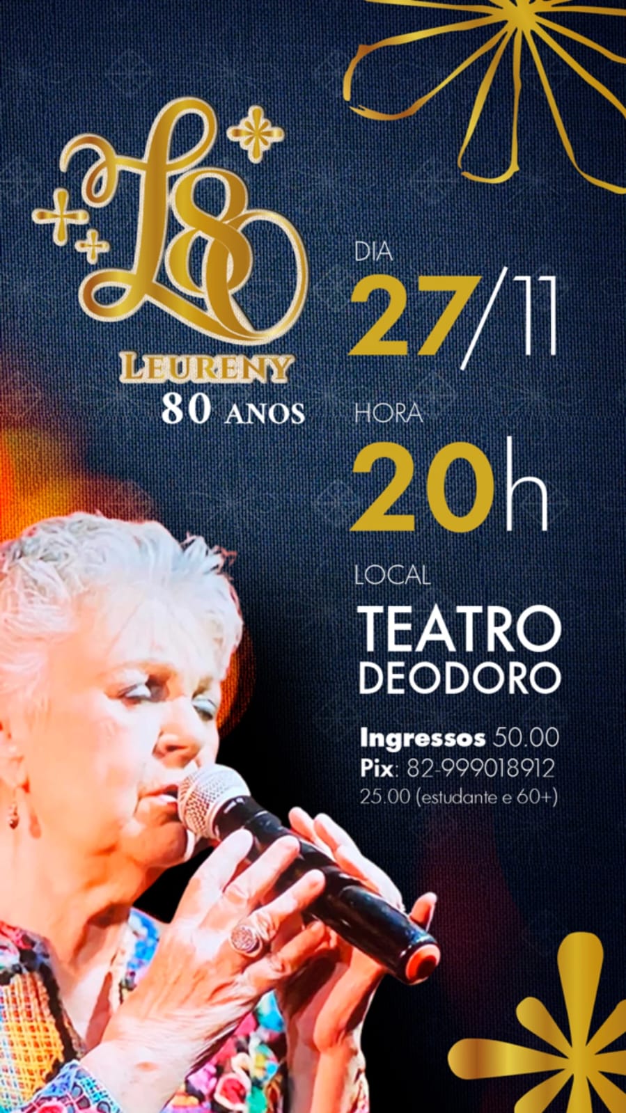 Leureny Barbosa celebra 80 anos com show no Teatro Deodoro