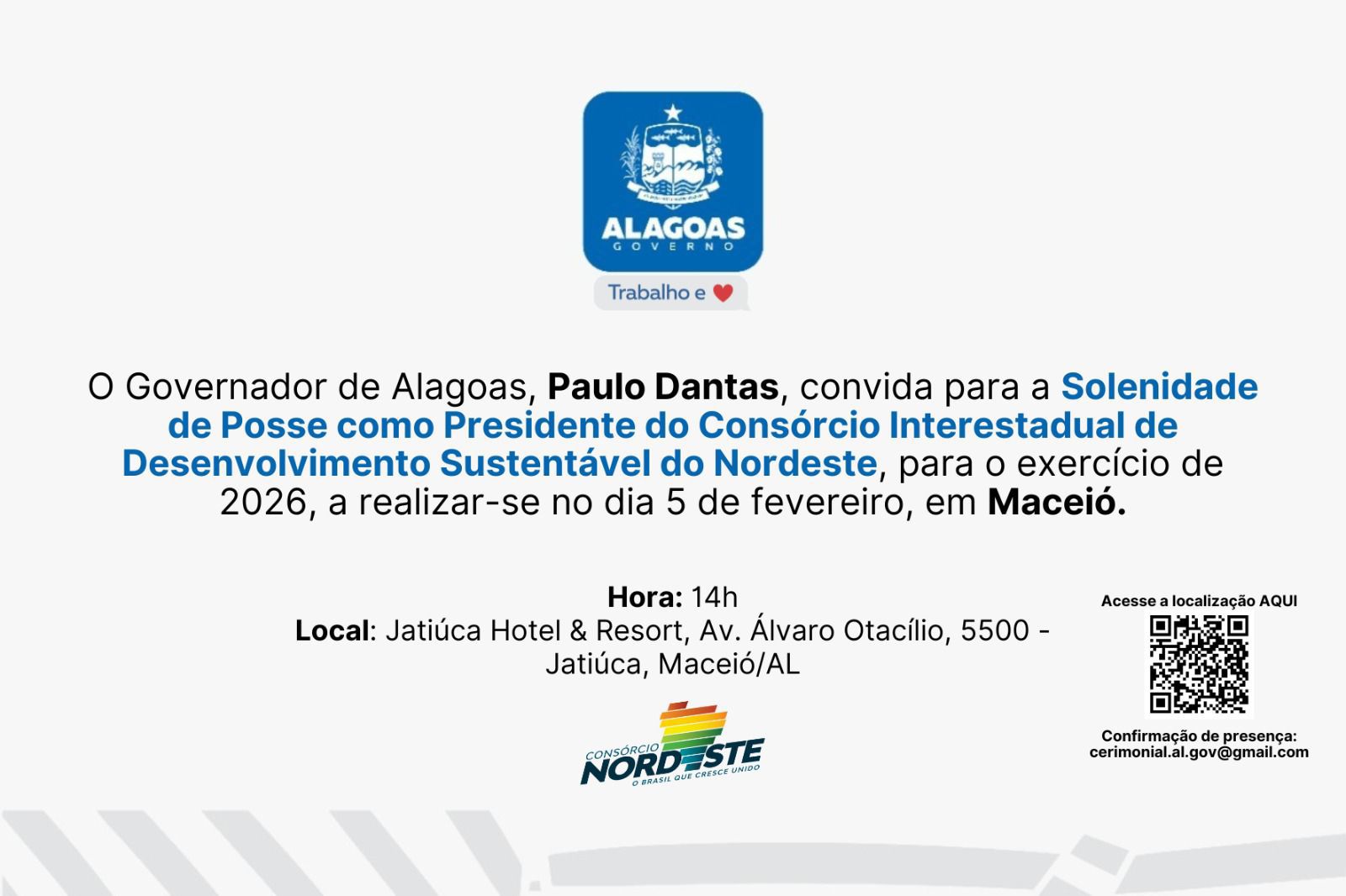 Governador Paulo Dantas convida para sua posse à frente do Consórcio Nordeste